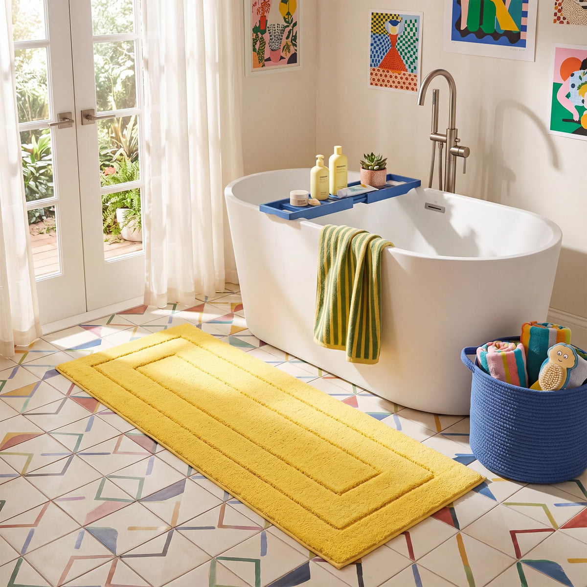 GRANNY SAYS Gray Bathroom Rug 16" x 24", Non-Slip Microfiber Bath Mat