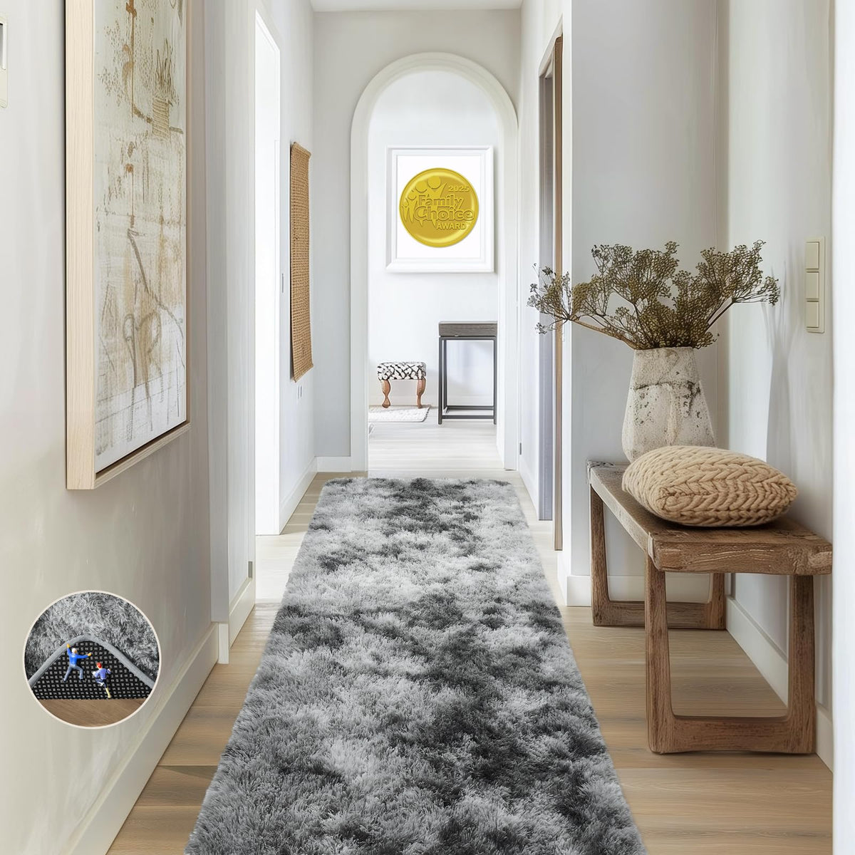 Ophanie Round Rugs 5Ft Ivory Circle Area Rug,Baby Nursery Living Room Bedroom Decor Circular Carpet 5 Foot,Fluffy Fuzzy Shag Plush Cream for Kids Boys Girls Teen with Over 99 pcs Pile fibers