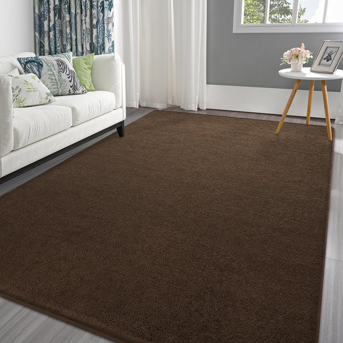 Pettop 4x6 ft Grey Area Rugs for Bedroom Living Room, Washable Memory Foam Indoor Carpet, Modern Aesthetic Minimalist Non Slip Soft Comfy Carpet for Boys Girls Dorm Home Decor