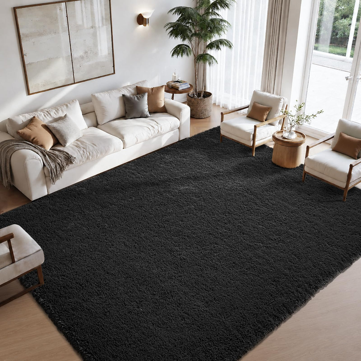 Zentavio Area Rugs for Living Room Grey Rugs for Bedroom 4x6 Carpet Fluffy Furry Soft Shag Aesthetic Plush High Pile Gray Throw Rug for Nursery Kids Room Dorm