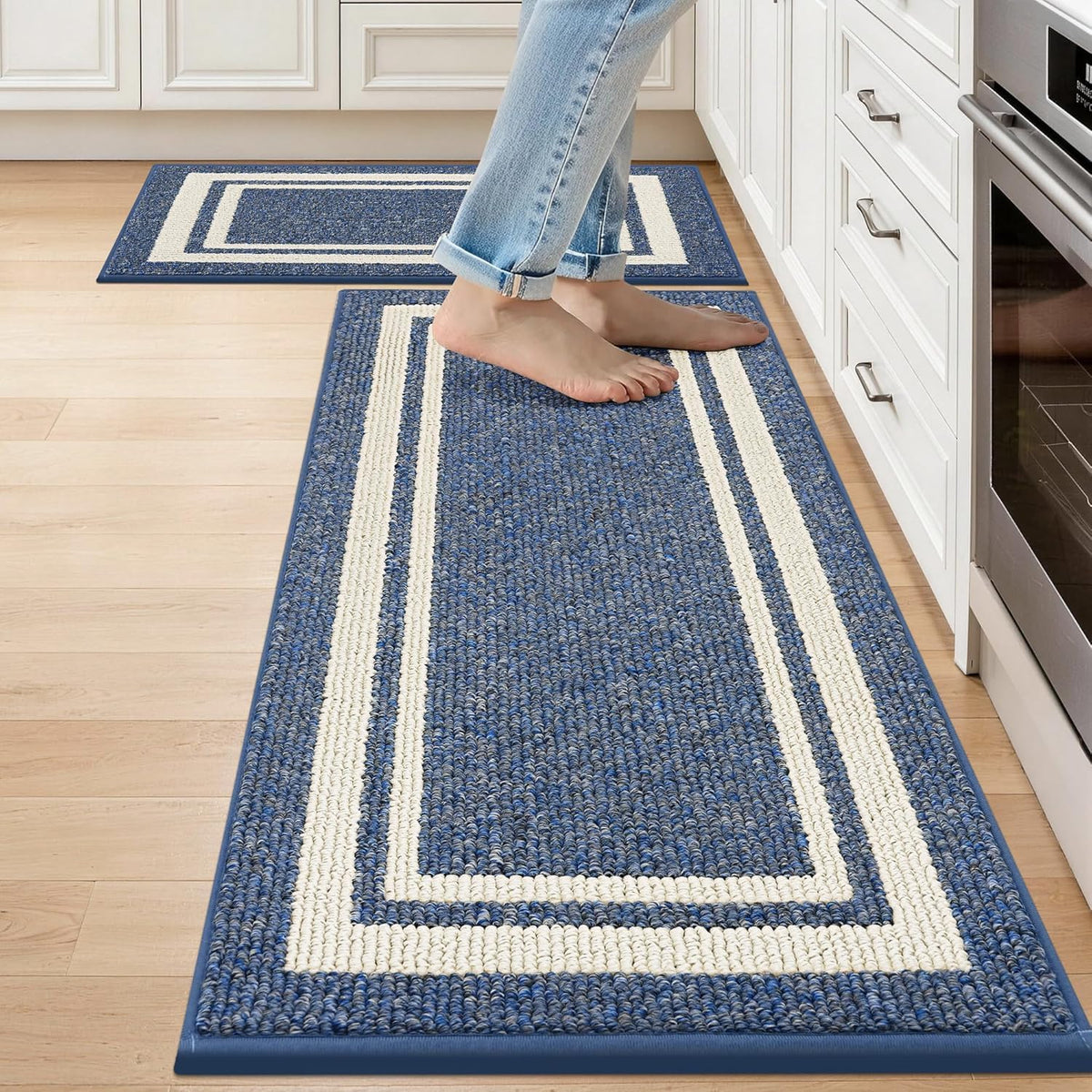 COSY HOMEER 48x20Inch/30X20Inch Kitchen Rug Mats,Grey