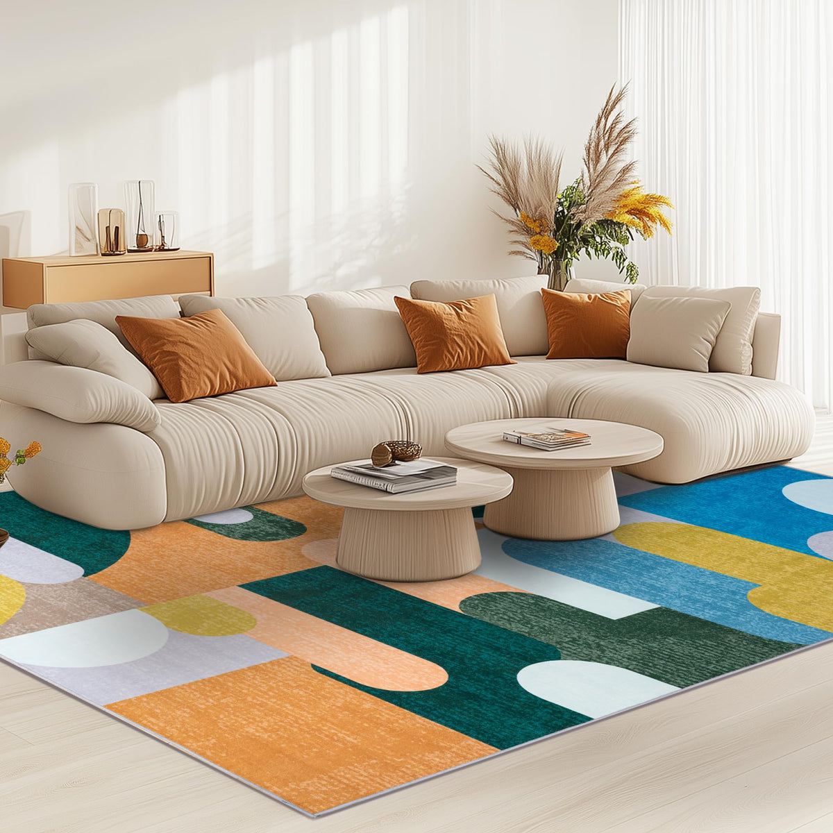 Living Room Rug 5x7 Gray Area Rug Machine Washable Boho Rug Non Slip Abstract Vintage Indoor Large Rugs for Bedroom, Classroom, College Dorm, Farmhouse, Dining Room, Kids Playroom