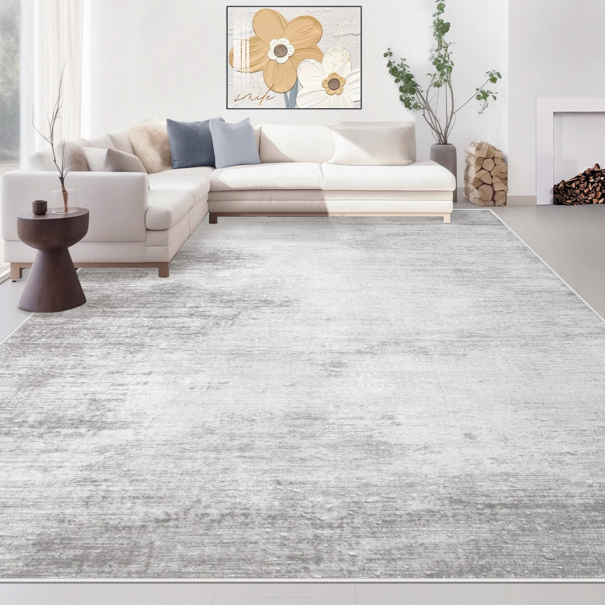 Area Rugs 6x9 Living Room: Washable Rug Modern Abstract Large Rug Soft Non Slip Neutral Rugs Stain Resistant Indoor Carpet for Bedroom Kitchen Dining Room Table Nursery Home Office Rugs(Beige,6'x9')