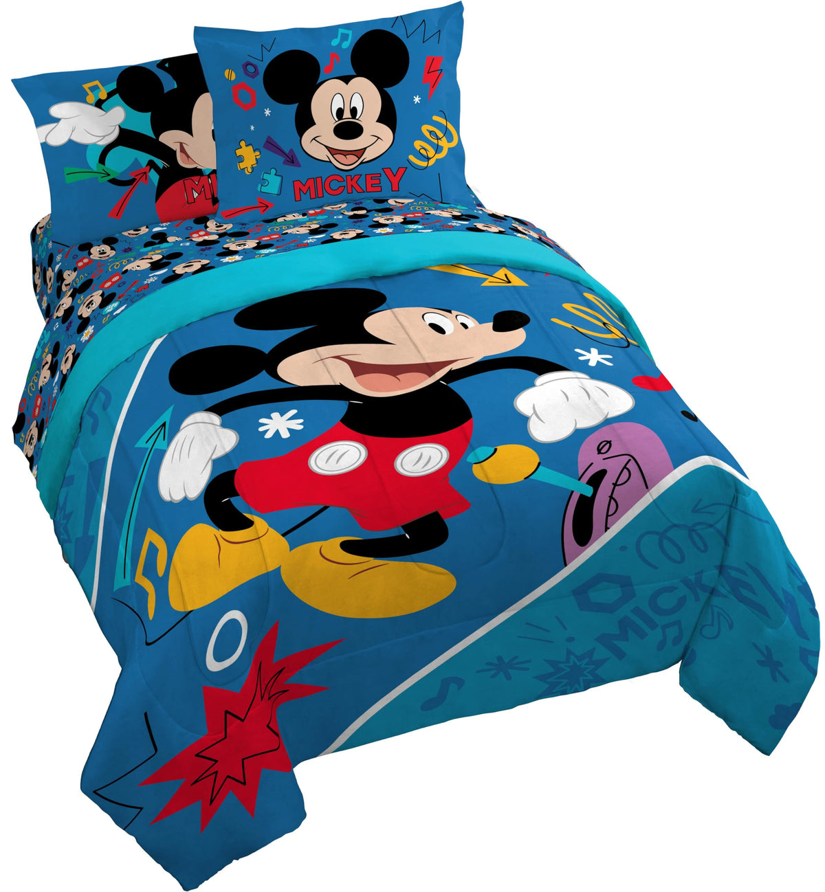 Jay Franco Kids Comforter Set Includes Sheets and Pillow Cover - Soft and Cozy Bed Set for Stylish Room Decor, Blue - Toy Story, 7 Piece Full