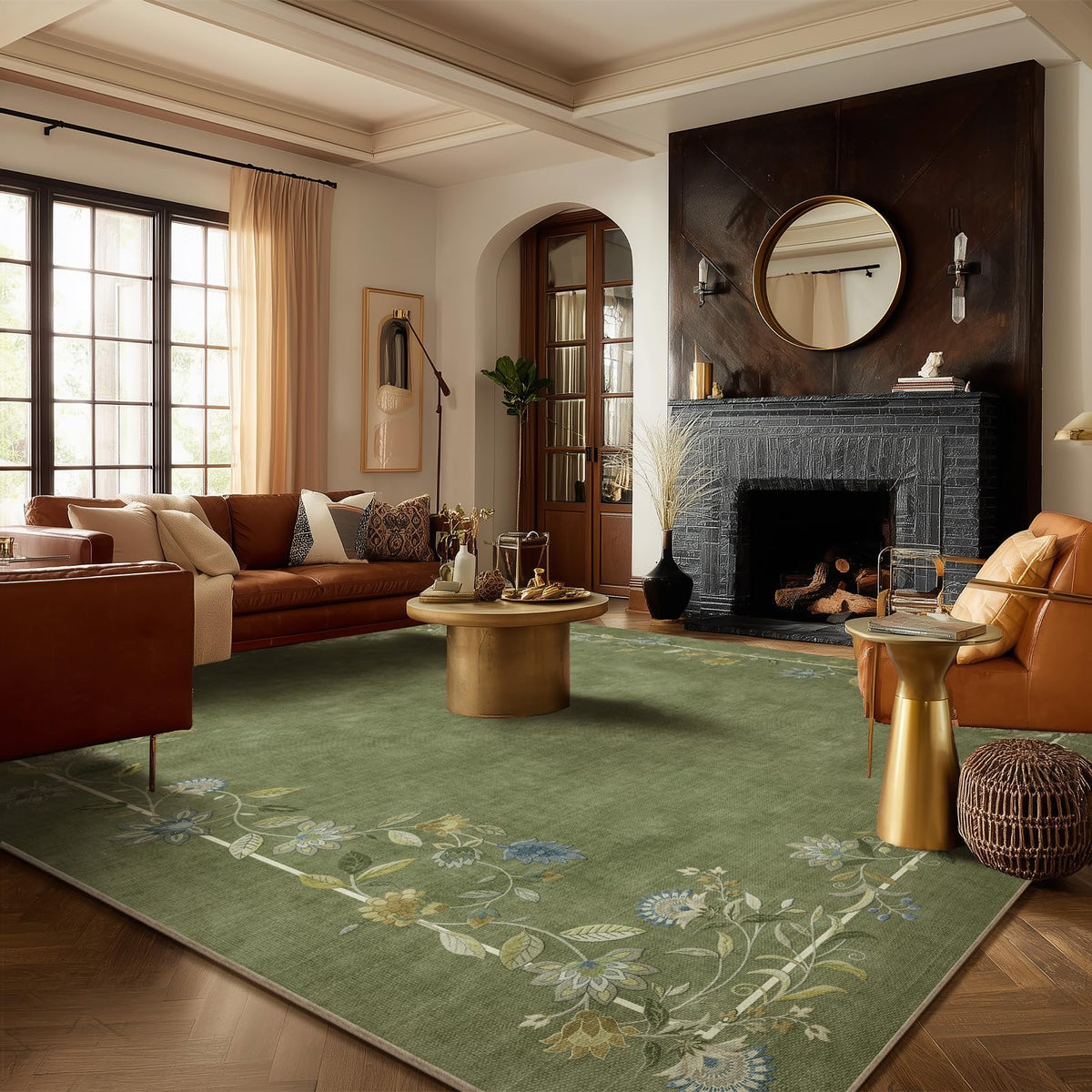 5x7 Area Rug for Living Room: Washable Bedroom Rug Non Slip Low Pile Carpet