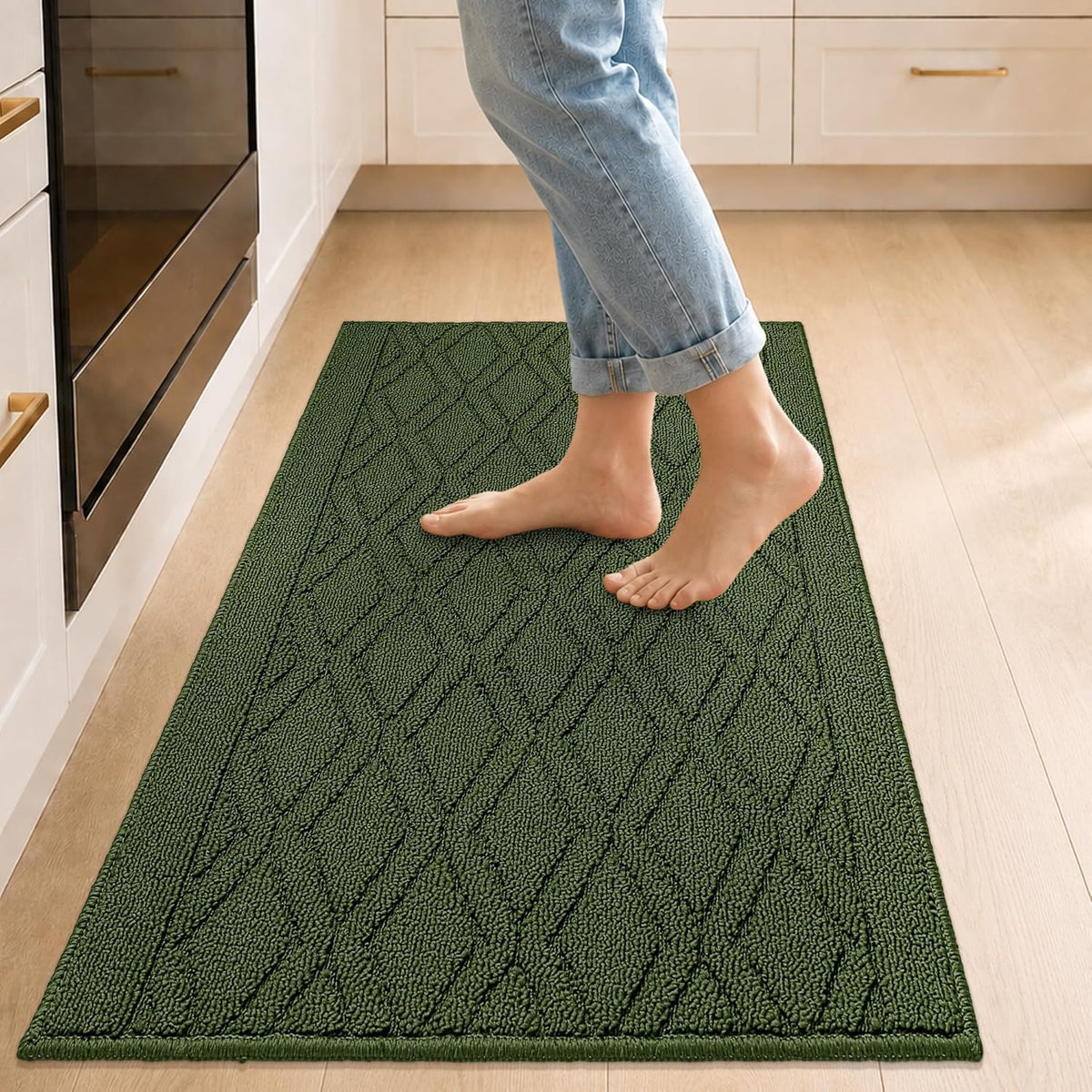 COSY HOMEER 48x20Inch/30X20Inch Kitchen Rug Mats,Grey
