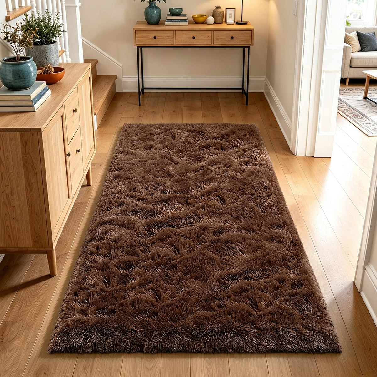 4x6 Beige Rug for Bedroom, Fluffy Shag Area Rug Small Rug Bedroom Carpet