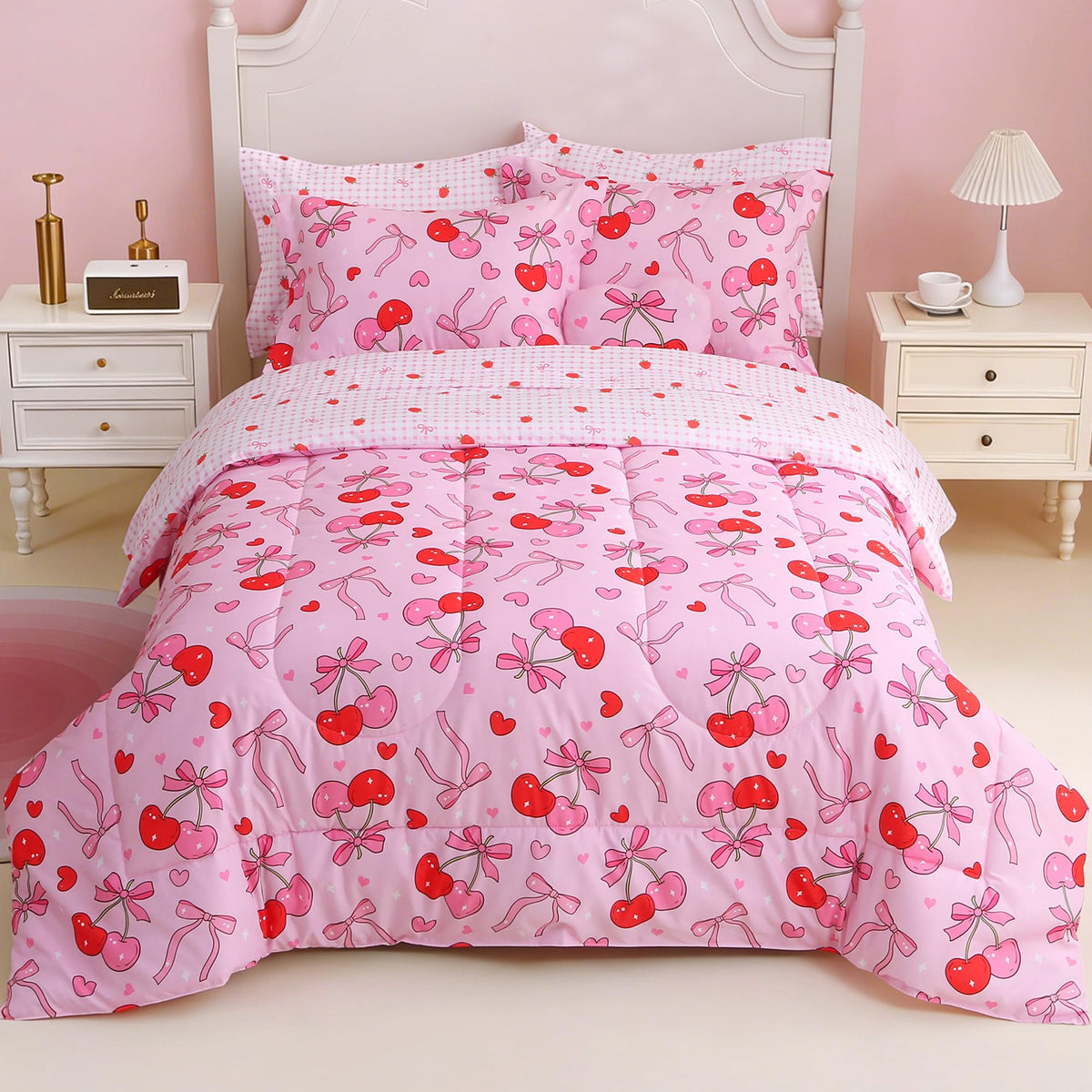 Mooreeke Kids Twin Comforter Sets for Girls 6 Pieces Pink Unicorn Bedding Set for Teens Soft Microfiber Kids Bed in A Bag with Comforter, Sheet Set, Shams and Decorative Toy Pillow All Season