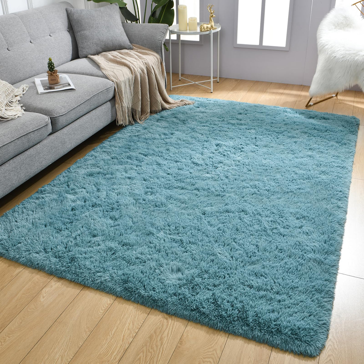 Merelax Soft Area Rug for Livingroom Bedroom, Machine Washable 4x6 Black Rugs Fluffy Shaggy Bedside Rug, Non Slip Indoor Carpet for Nursery Kids Room Home Decor Aesthetic