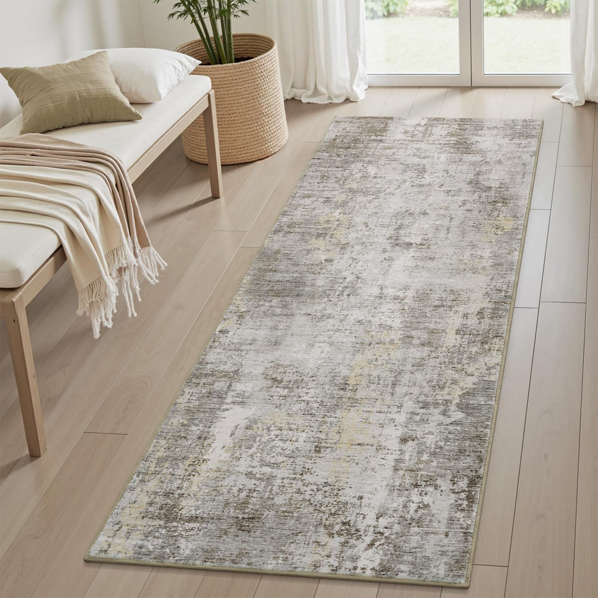 5 x 7 Area Rugs for Living Room, Machine Washable Non Slip Rug Ultra Soft Low Pile Indoor Carpet Modern Abstract Rugs for Bedroom Office Room Dining Room Beside, Grey