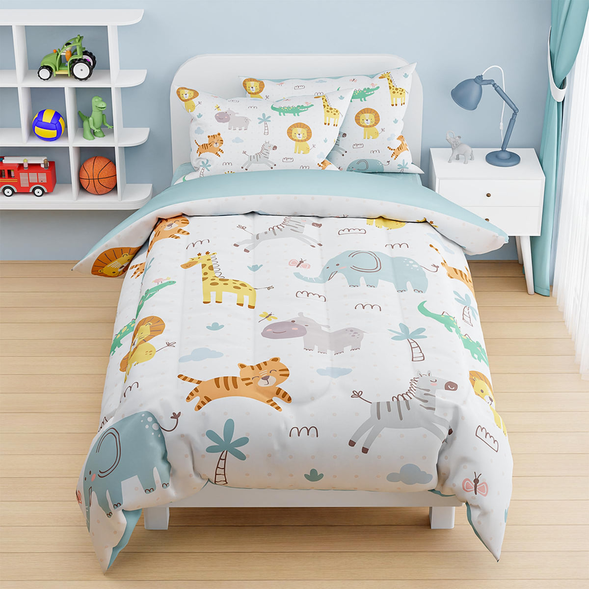 SANDJEST Dinosaur Duvet Cover Sets Full Size for Kids Boys, Incude 1 Polyester Comforter Cover 80x90 Inches and 2 Pillowcases 20x26 Inches, Comforter Not Included, Gift for Christmas Birthday