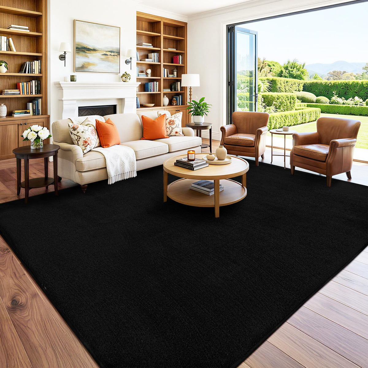 4x6 Black Area Rugs for Living Room, Non-Shedding Memory Foam Carpet