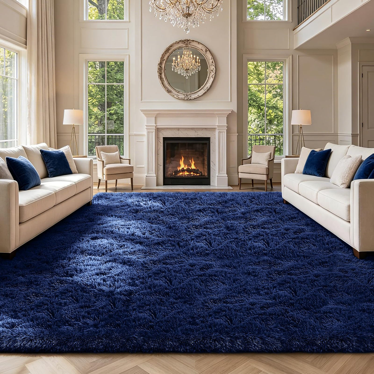 Shag Area Rugs for Bedroom Living Room,4X6 Ultra Soft Fluffy Area Rugs for Dorm,Indoor Carpet Plush Rugs for Home Decor,Tie-Dye Grey