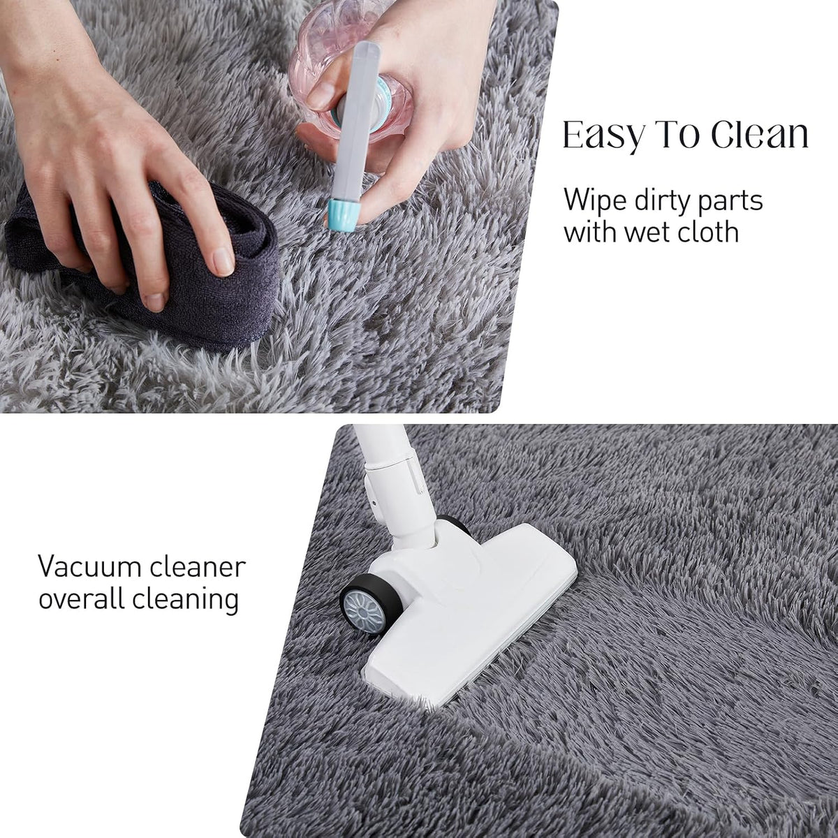 Puremy Fluffy Shag Area Rug, 4x6 Grey Rugs for Bedroom, Soft Plush Area Rugs for Living Room, Non-Slip Indoor Carpet for Nursery, Study Room, Dressing Room, Home Decor