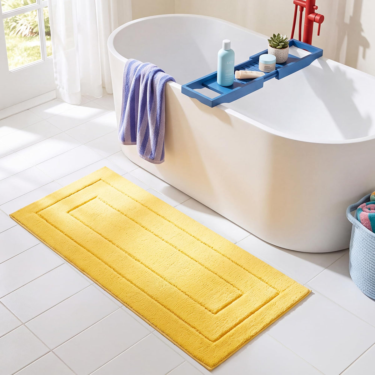 GRANNY SAYS Gray Bathroom Rug 16" x 24", Non-Slip Microfiber Bath Mat