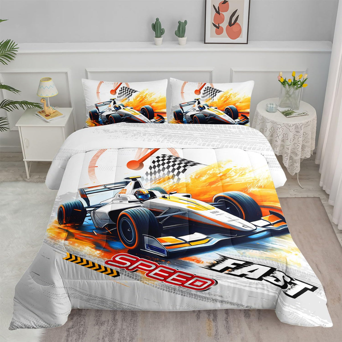 Kids Comforter Set Farm Theme Printed Pattern Bedding Set with 1 Comforter and 2 Pillowcases for Girls Boys Bedroom All Season(Farm Theme01 Twin)