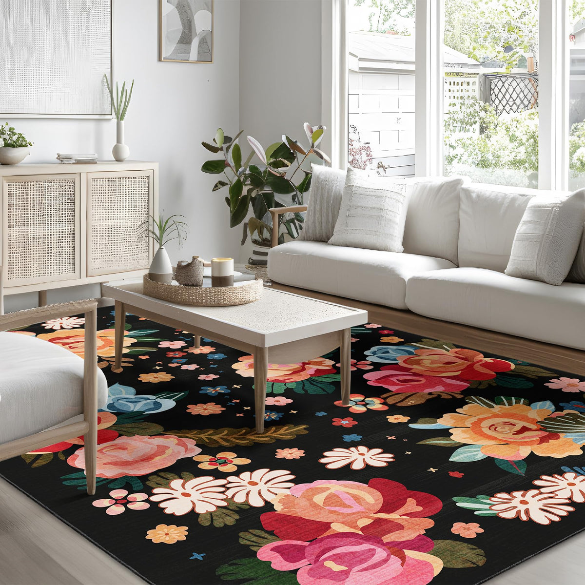 Beige Rug 3x5 Washable Area Rugs for Bedroom Living Room Kitchen Entryway Bedside,Small Modern Marble Abstract Non Slip Carpet