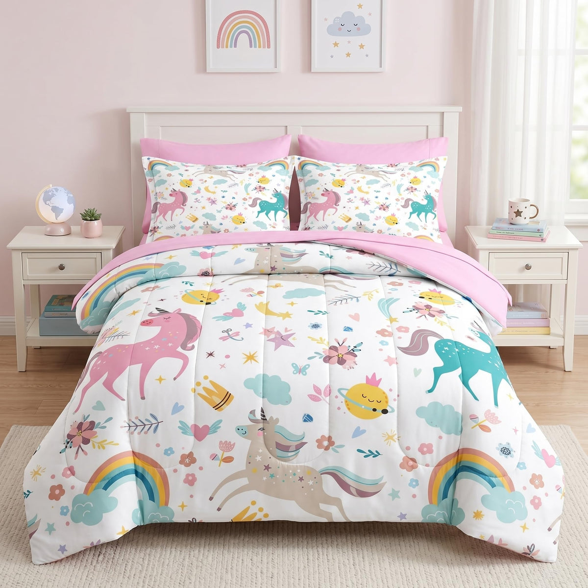 Nesker Twin Comforter Set for Boys, 5 Pieces Dinosaur Bedding for Kids