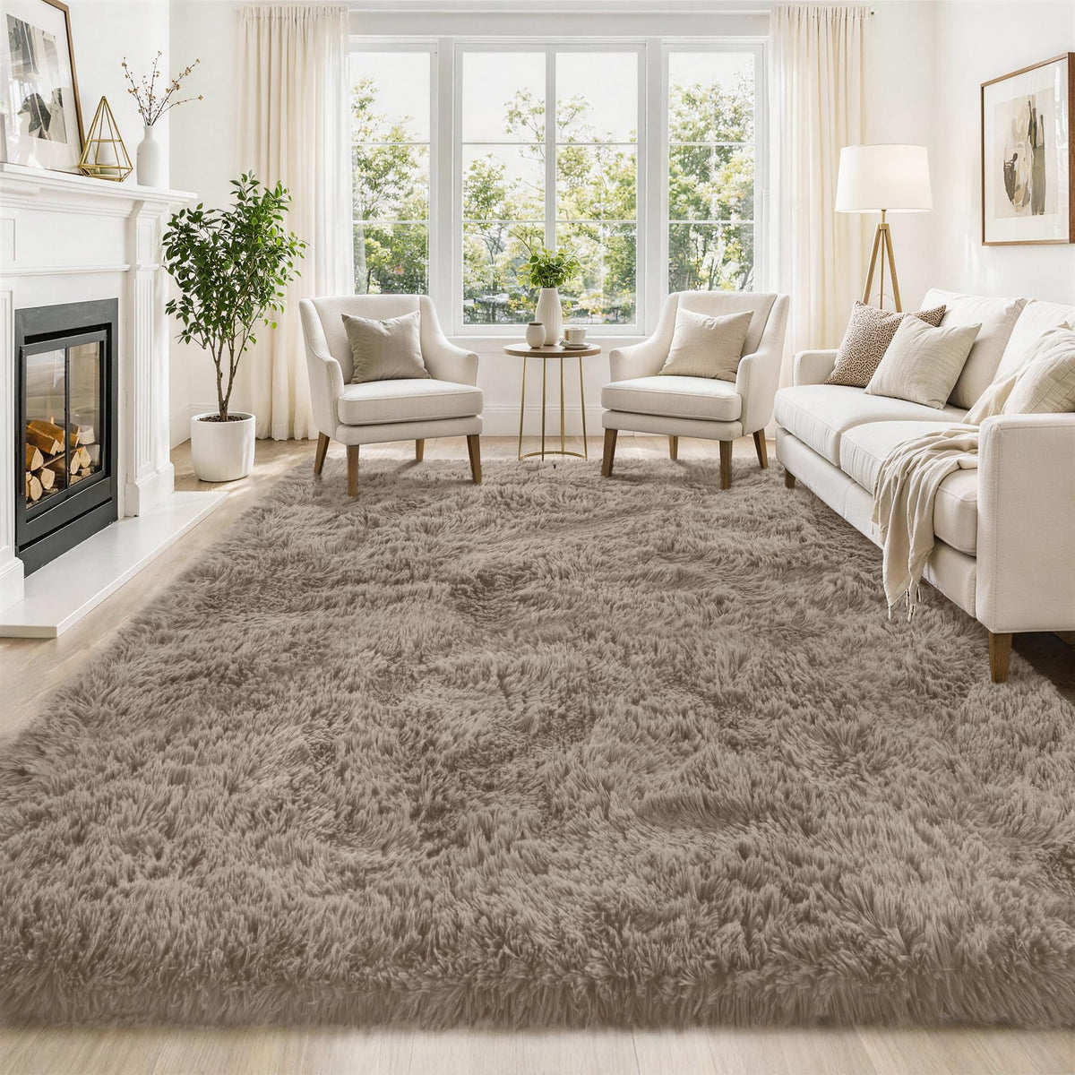 Tosuoka 4x6 Area Rugs for Bedroom, Soft Fluffy Shag Thick Black Rug
