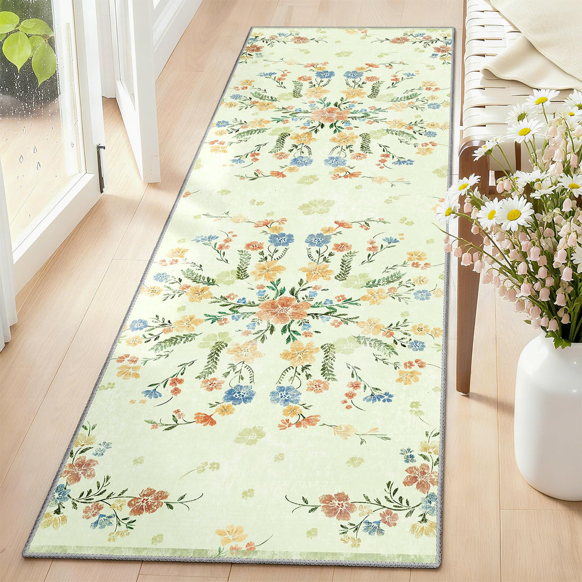 Beige Rug 3x5 Washable Area Rugs for Bedroom Living Room Kitchen Entryway Bedside,Small Modern Marble Abstract Non Slip Carpet