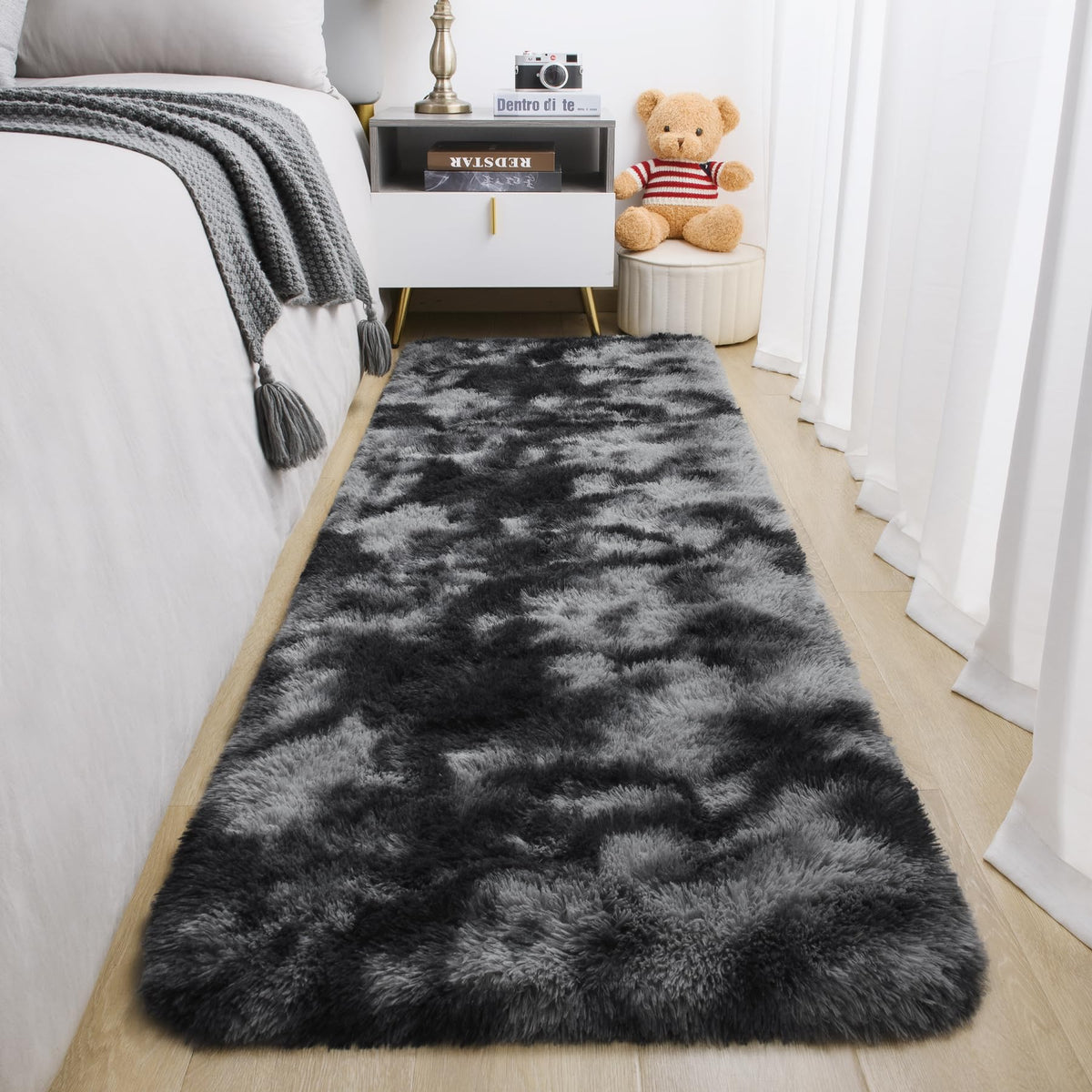 BENRON Cream White Fluffy Rugs for Living Room Bedroom 4x6, Washable