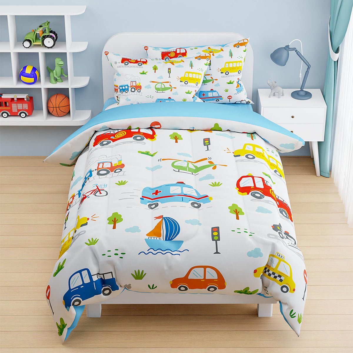 SANDJEST Dinosaur Duvet Cover Sets Full Size for Kids Boys, Incude 1 Polyester Comforter Cover 80x90 Inches and 2 Pillowcases 20x26 Inches, Comforter Not Included, Gift for Christmas Birthday