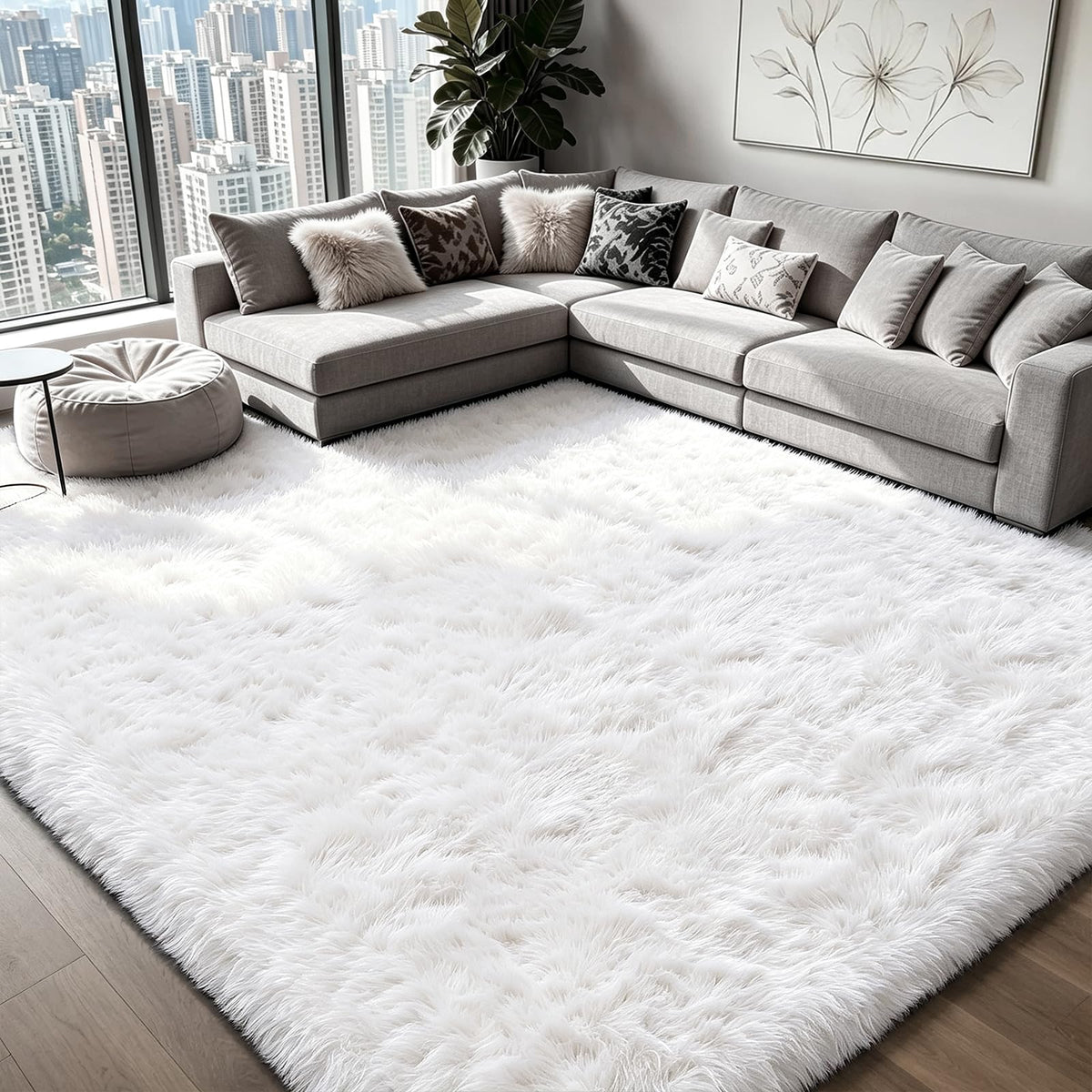 Shag Area Rugs for Bedroom Living Room,4X6 Ultra Soft Fluffy Area Rugs for Dorm,Indoor Carpet Plush Rugs for Home Decor,Tie-Dye Grey