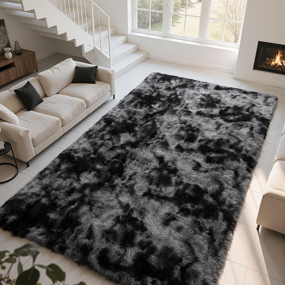 Zentavio Area Rugs for Living Room Grey Rugs for Bedroom 4x6 Carpet Fluffy Furry Soft Shag Aesthetic Plush High Pile Gray Throw Rug for Nursery Kids Room Dorm