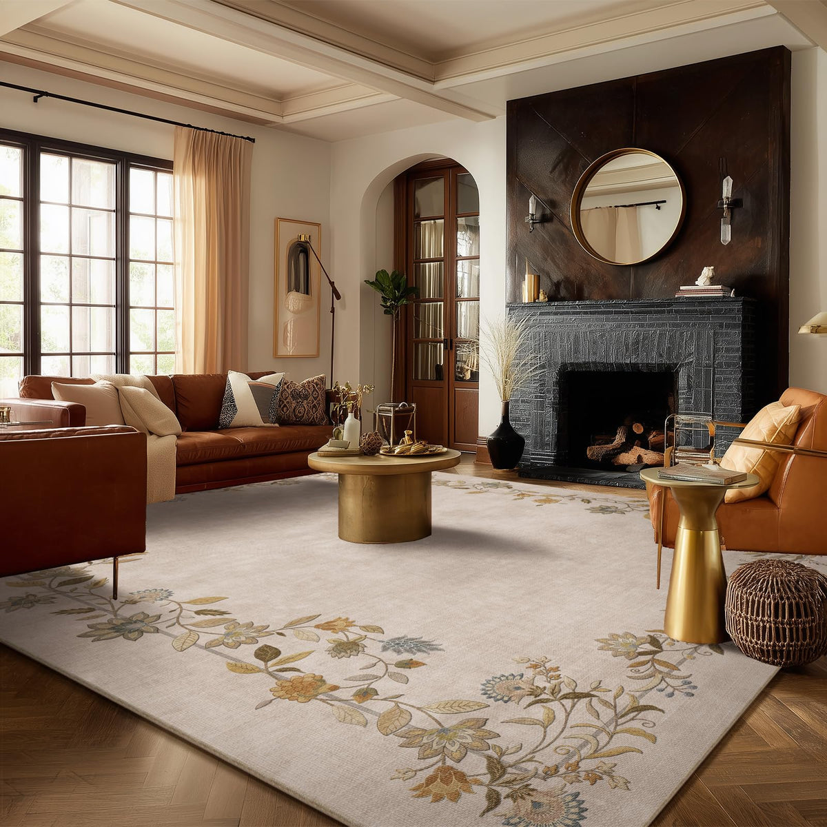 5x7 Area Rug for Living Room: Washable Bedroom Rug Non Slip Low Pile Carpet