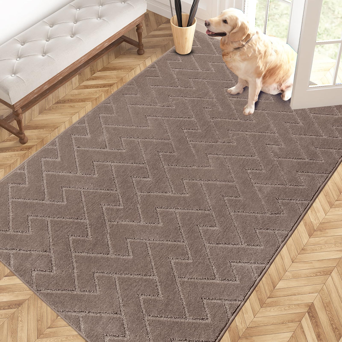 PURRUGS Dirt Trapping Door Mat Indoor Entrance, 20" x 31.5", Grey