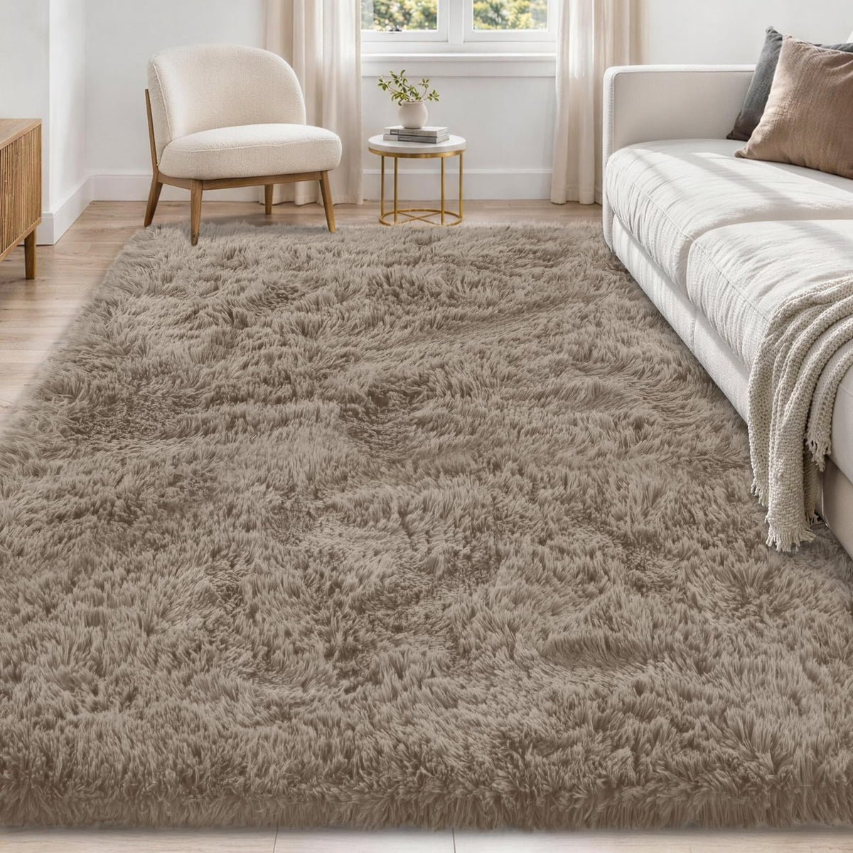Tosuoka 4x6 Area Rugs for Bedroom, Soft Fluffy Shag Thick Black Rug