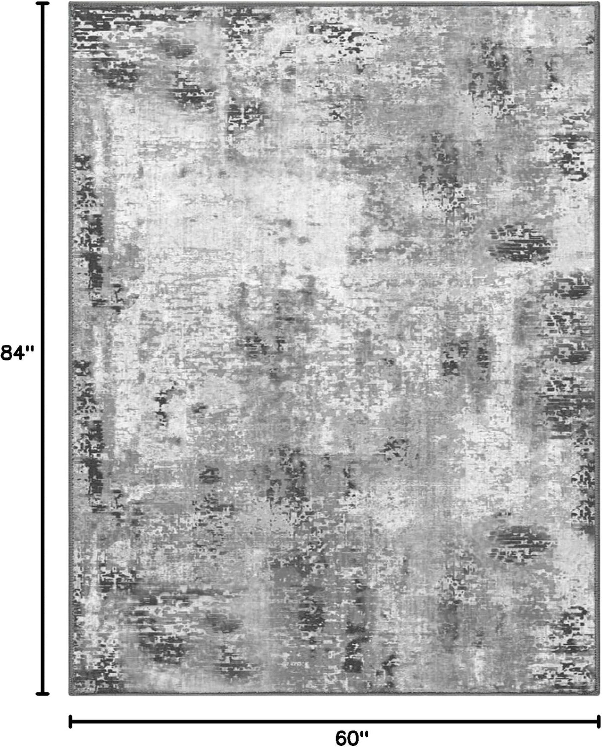 Living Room Rug 5x7 Gray Area Rug Machine Washable Boho Rug Non Slip Abstract Vintage Indoor Large Rugs for Bedroom, Classroom, College Dorm, Farmhouse, Dining Room, Kids Playroom