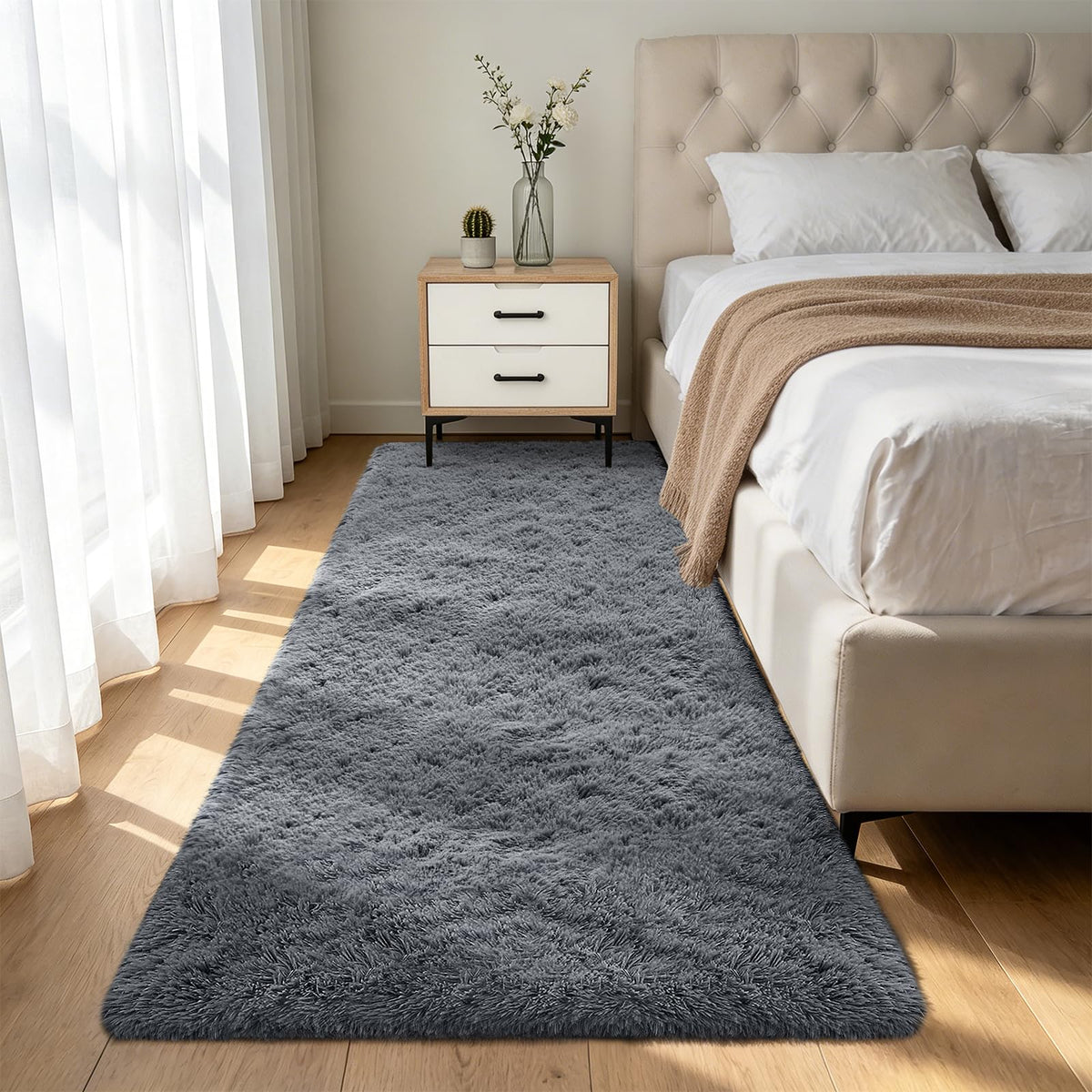 Shag Area Rugs for Bedroom Living Room,4X6 Ultra Soft Fluffy Area Rugs for Dorm,Indoor Carpet Plush Rugs for Home Decor,Tie-Dye Grey