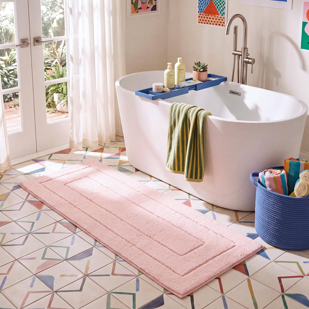 GRANNY SAYS Gray Bathroom Rug 16" x 24", Non-Slip Microfiber Bath Mat
