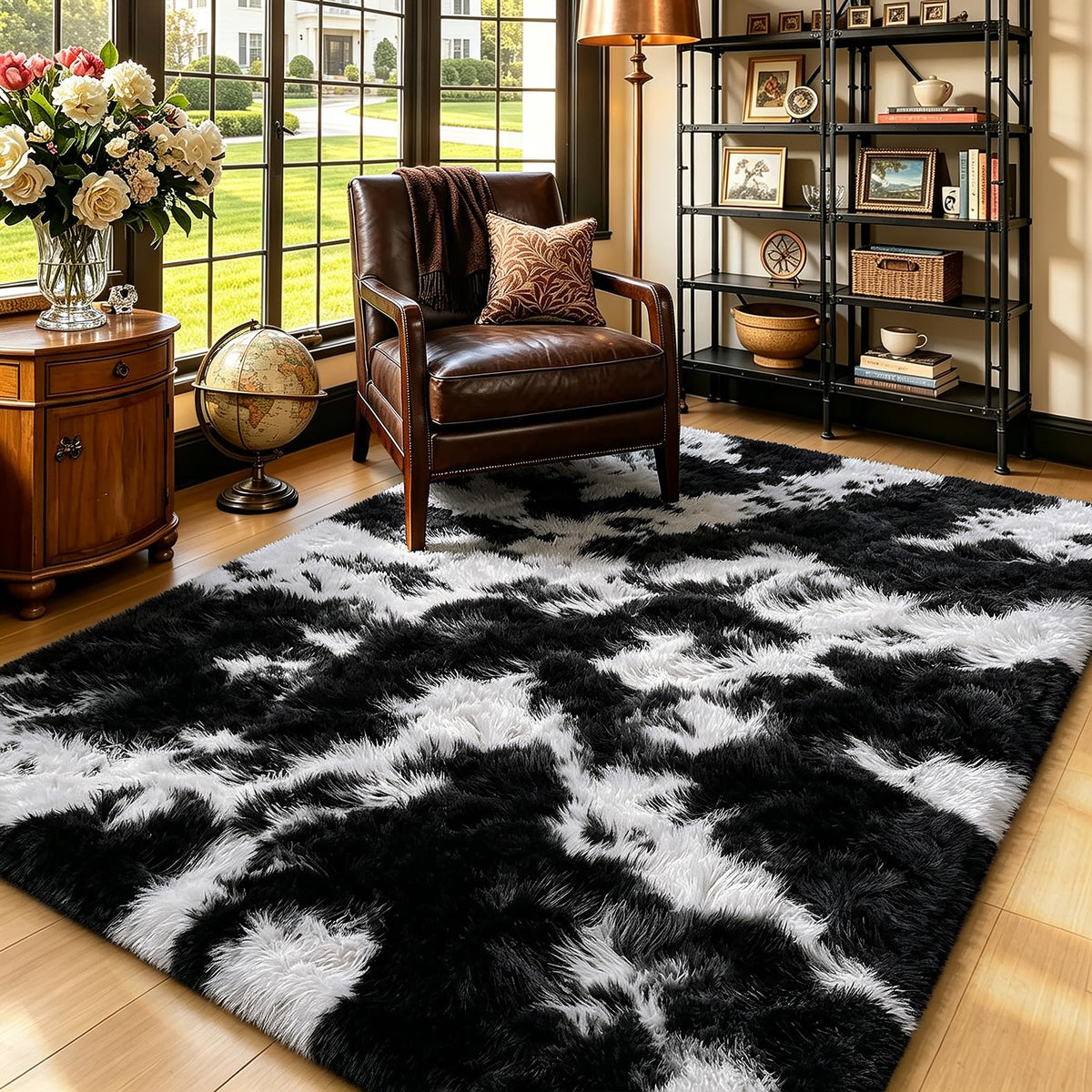 4x6 Beige Rug for Bedroom, Fluffy Shag Area Rug Small Rug Bedroom Carpet