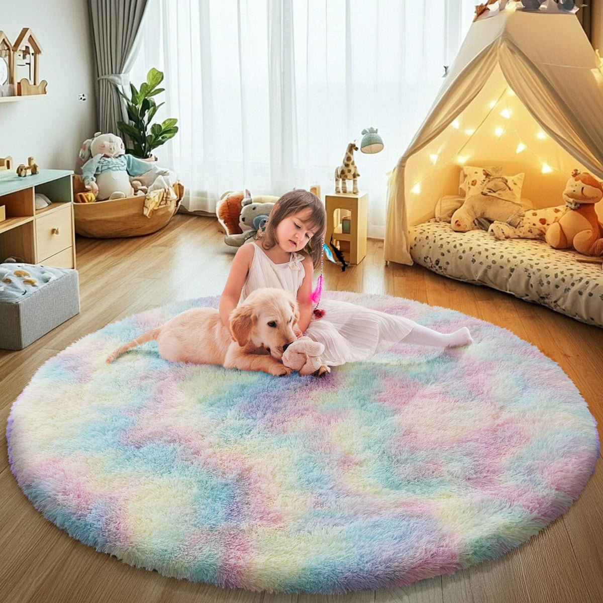 5x8 Shag Area Rug for Bedroom,Grey and Black Fluffy Rugs for Living Room