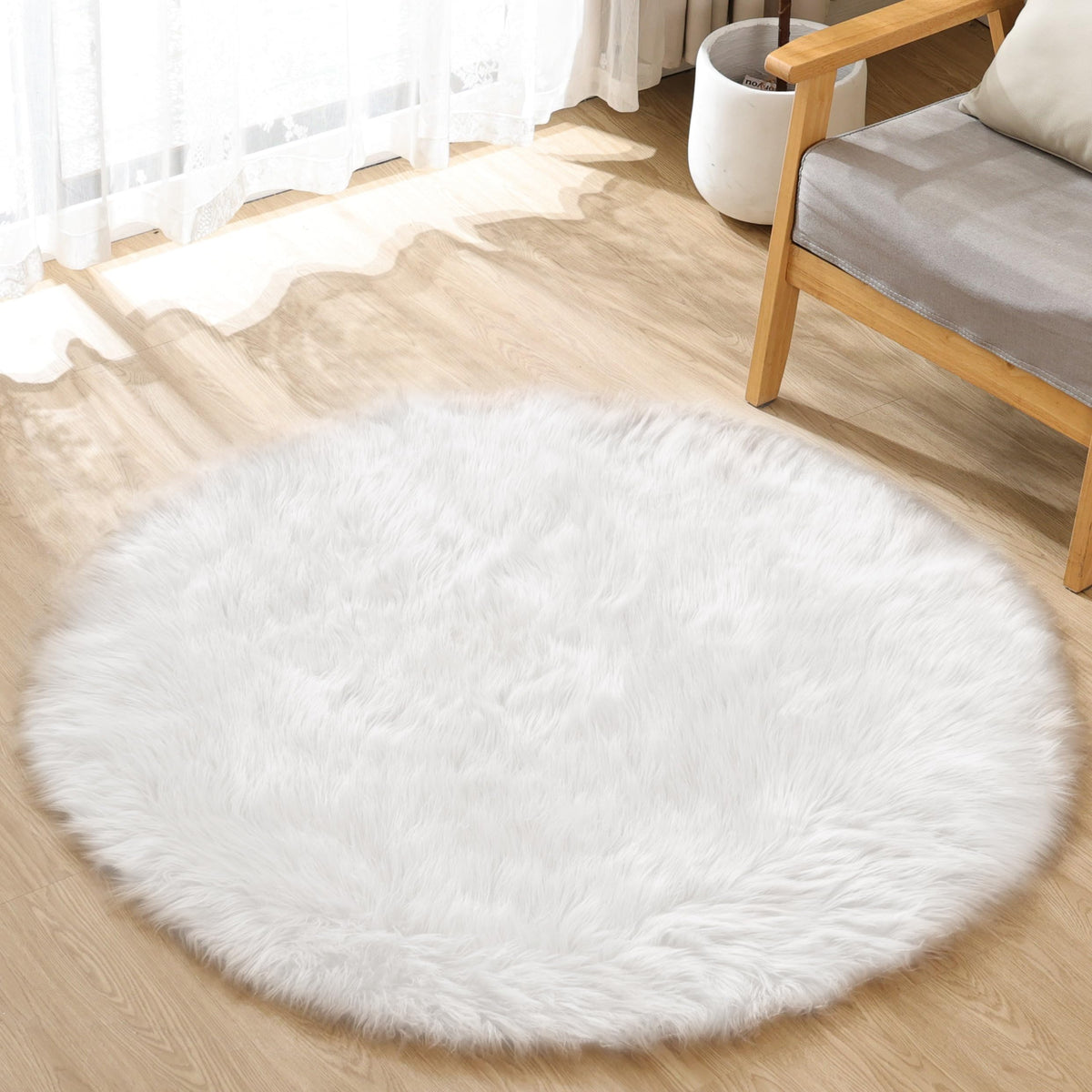 ORINOVA White Faux Sheepskin Fuzzy Fur Rugs for Bedroom Small Machine Washable Fluffy Area Rugs for Living Room 2x4 Shag Nursery Rug