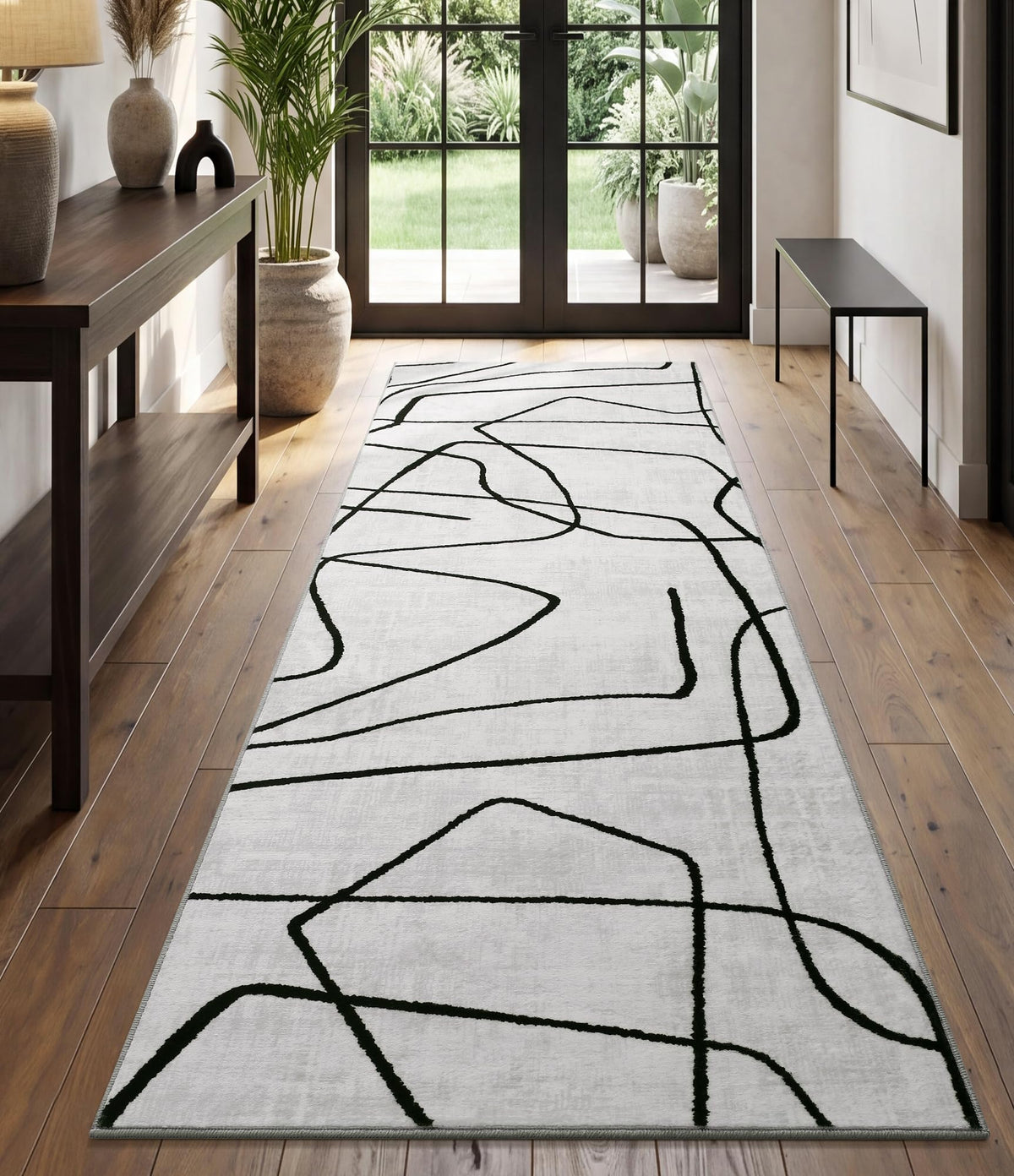 YIHOUSE 6x9 Washable Modern Abstract Black White Area Rug