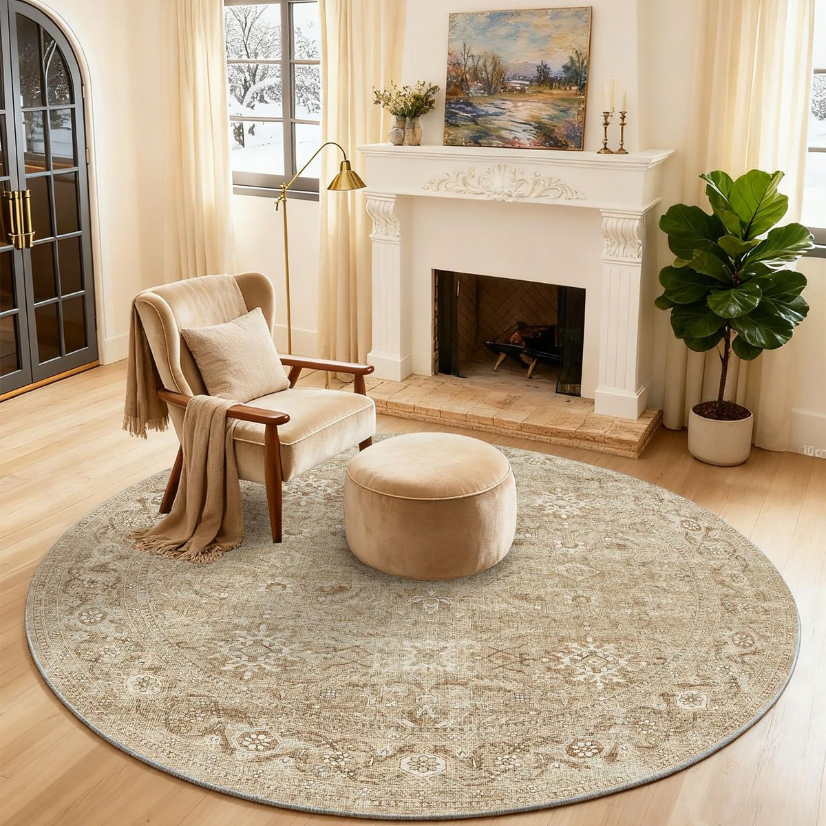 5x7 Area Rug for Living Room: Washable Bedroom Rug Non Slip Low Pile Carpet