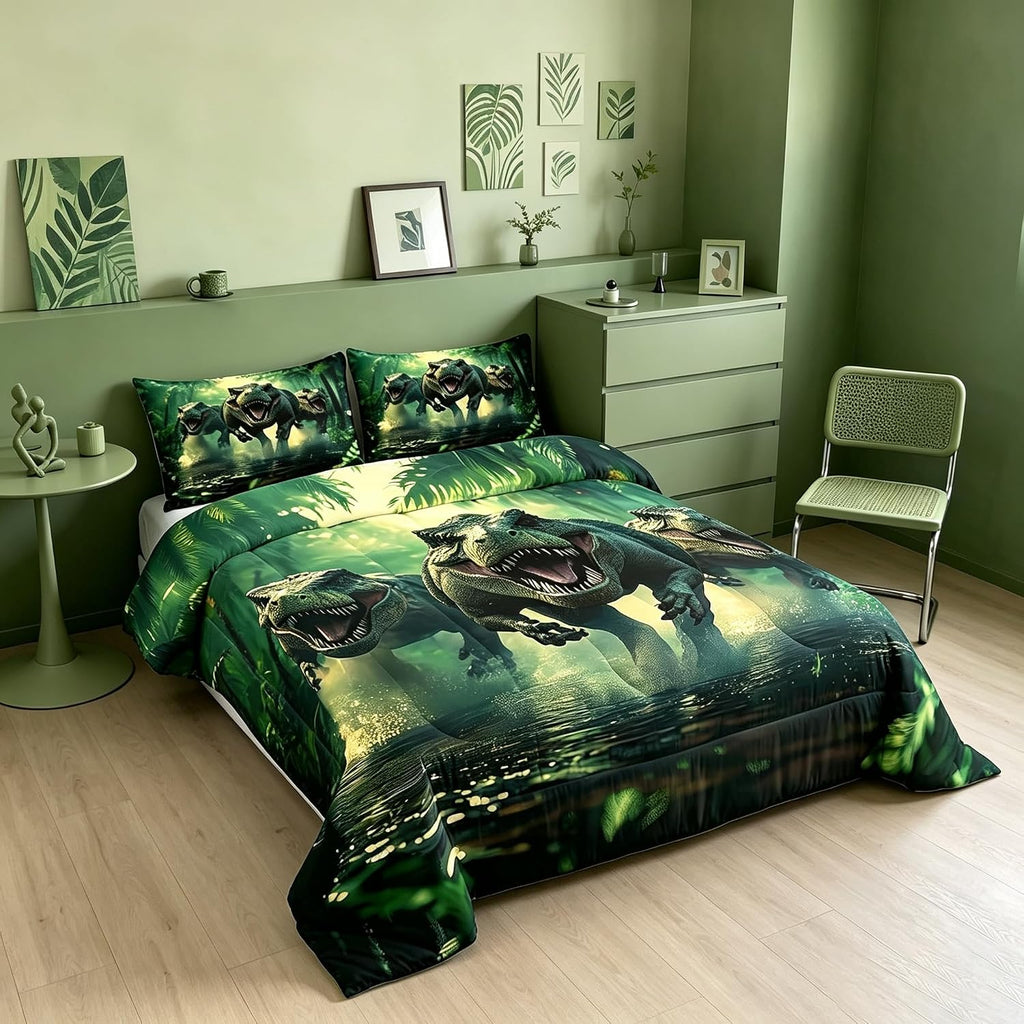 Feelyou Dino Dinosaur Comforter Set Twin Size Kids Boys Bedding