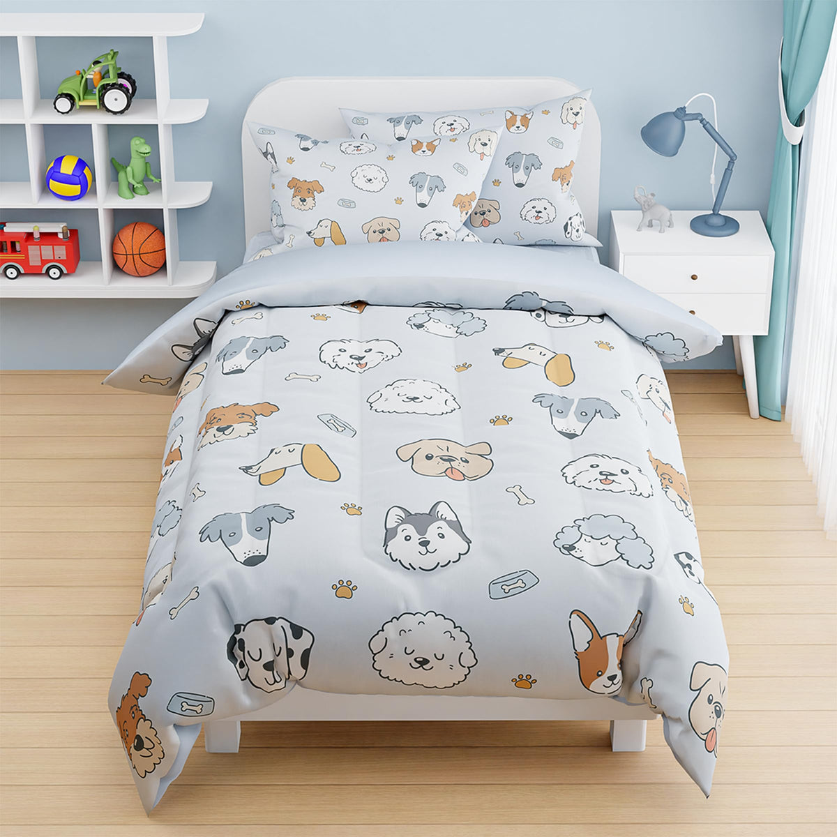 SANDJEST Dinosaur Duvet Cover Sets Full Size for Kids Boys, Incude 1 Polyester Comforter Cover 80x90 Inches and 2 Pillowcases 20x26 Inches, Comforter Not Included, Gift for Christmas Birthday