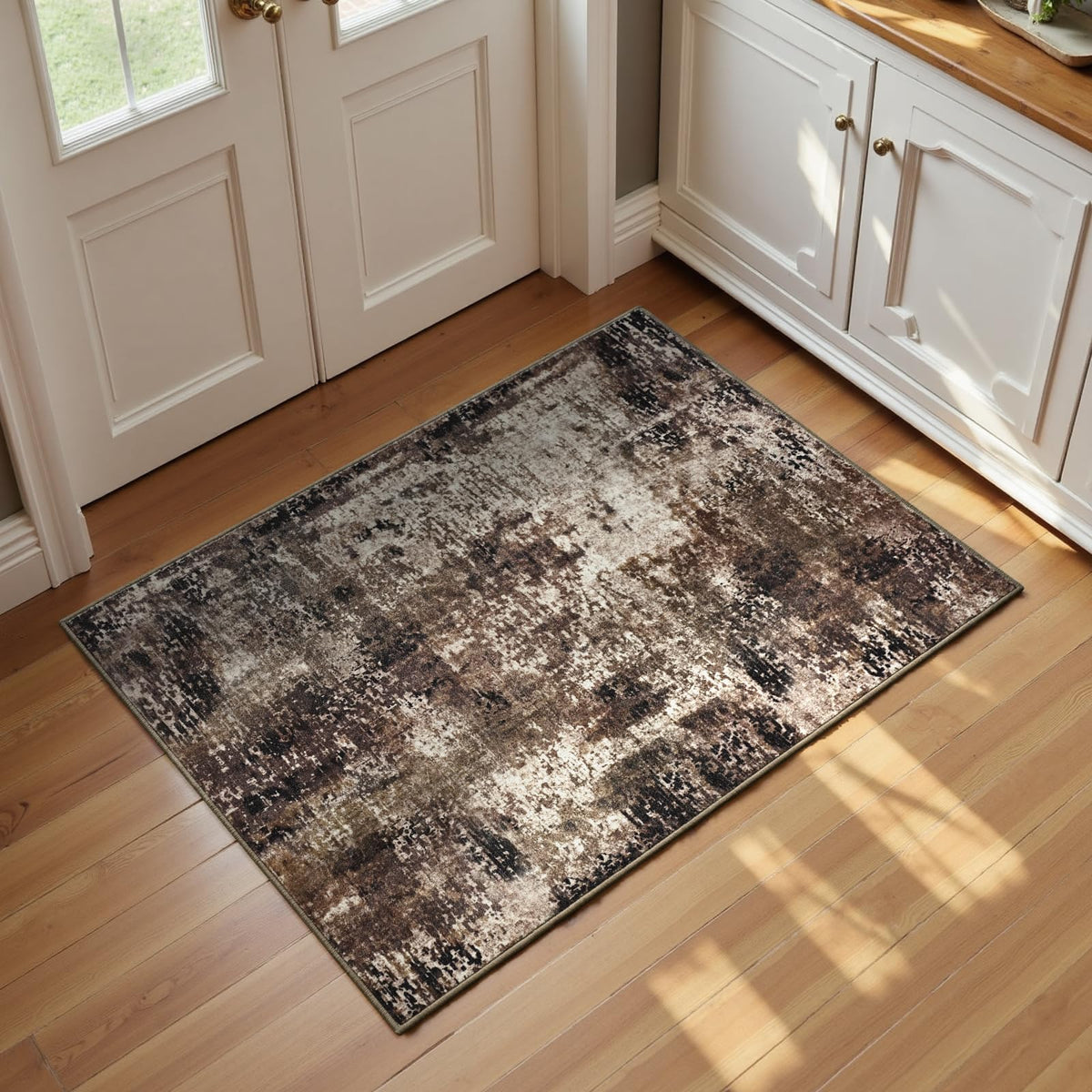 Living Room Rug 5x7 Gray Area Rug Machine Washable Boho Rug Non Slip Abstract Vintage Indoor Large Rugs for Bedroom, Classroom, College Dorm, Farmhouse, Dining Room, Kids Playroom