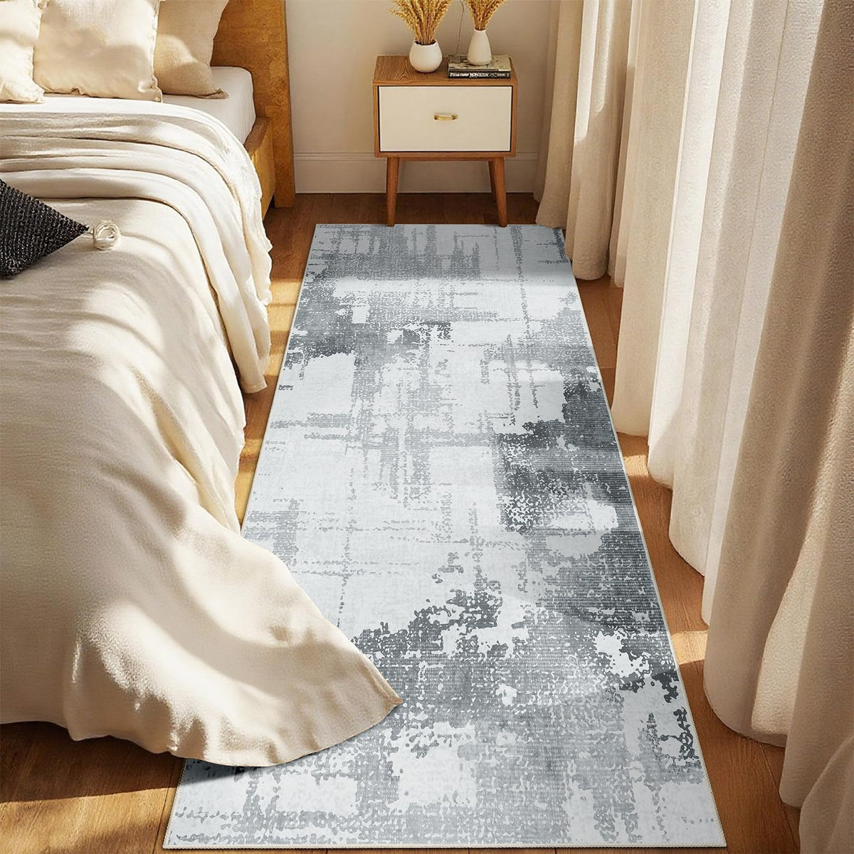 Beige Rug 3x5 Washable Area Rugs for Bedroom Living Room Kitchen Entryway Bedside,Small Modern Marble Abstract Non Slip Carpet