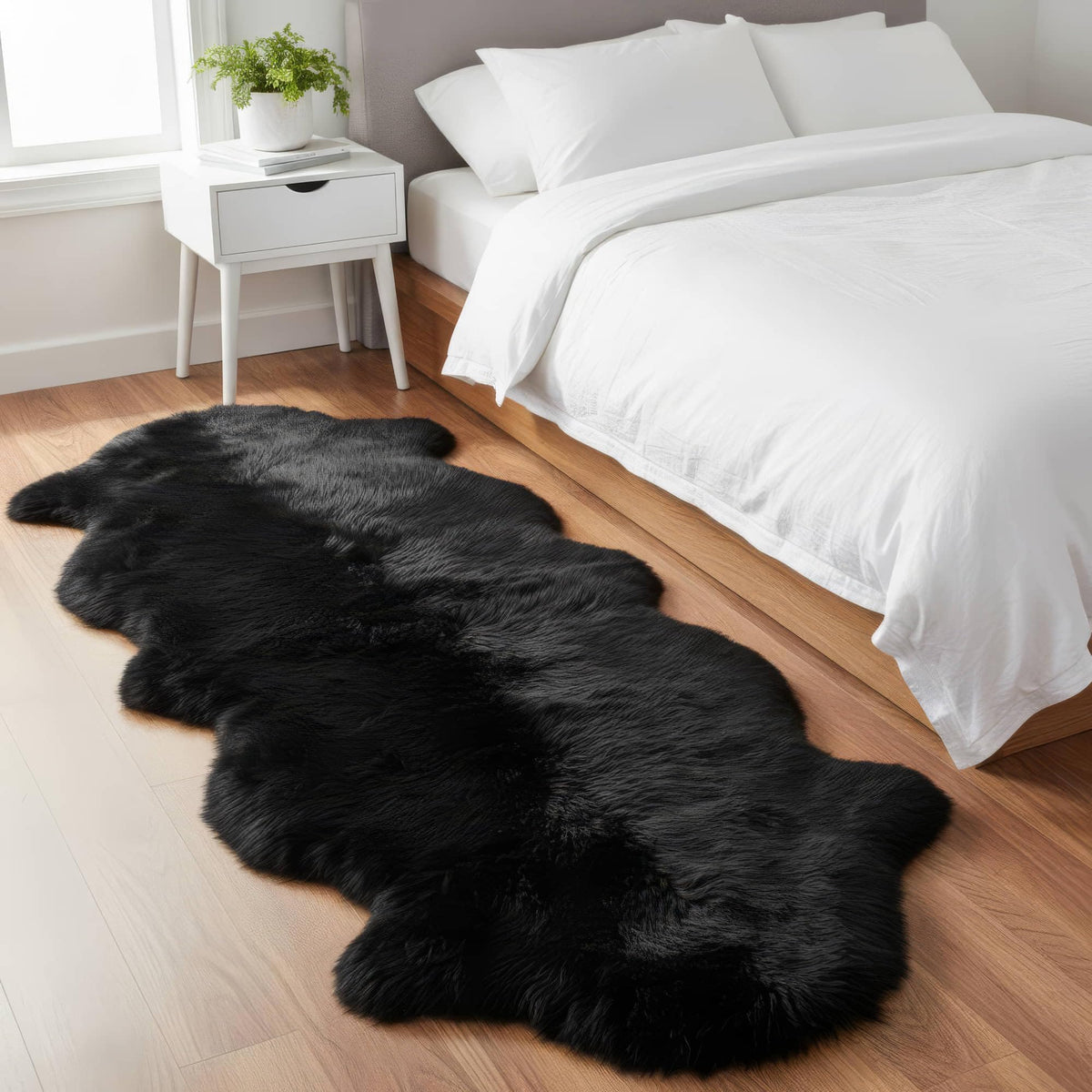 Genuine Sheepskin Rug & Chair Cover Ivory 2X3 Real Fur Throw for Bedroom