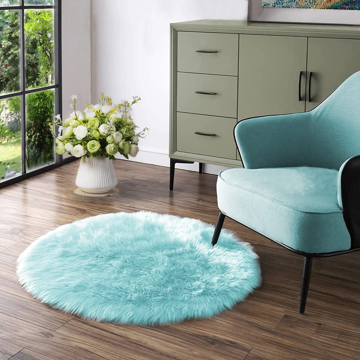 Latepis White Faux Fur Sheepskin Rug 4x6 for Living Room, Fuzzy Rugs Fluffy Washable Rug for Bedroom, Playroom, Luxury Room Decor, Rectangle