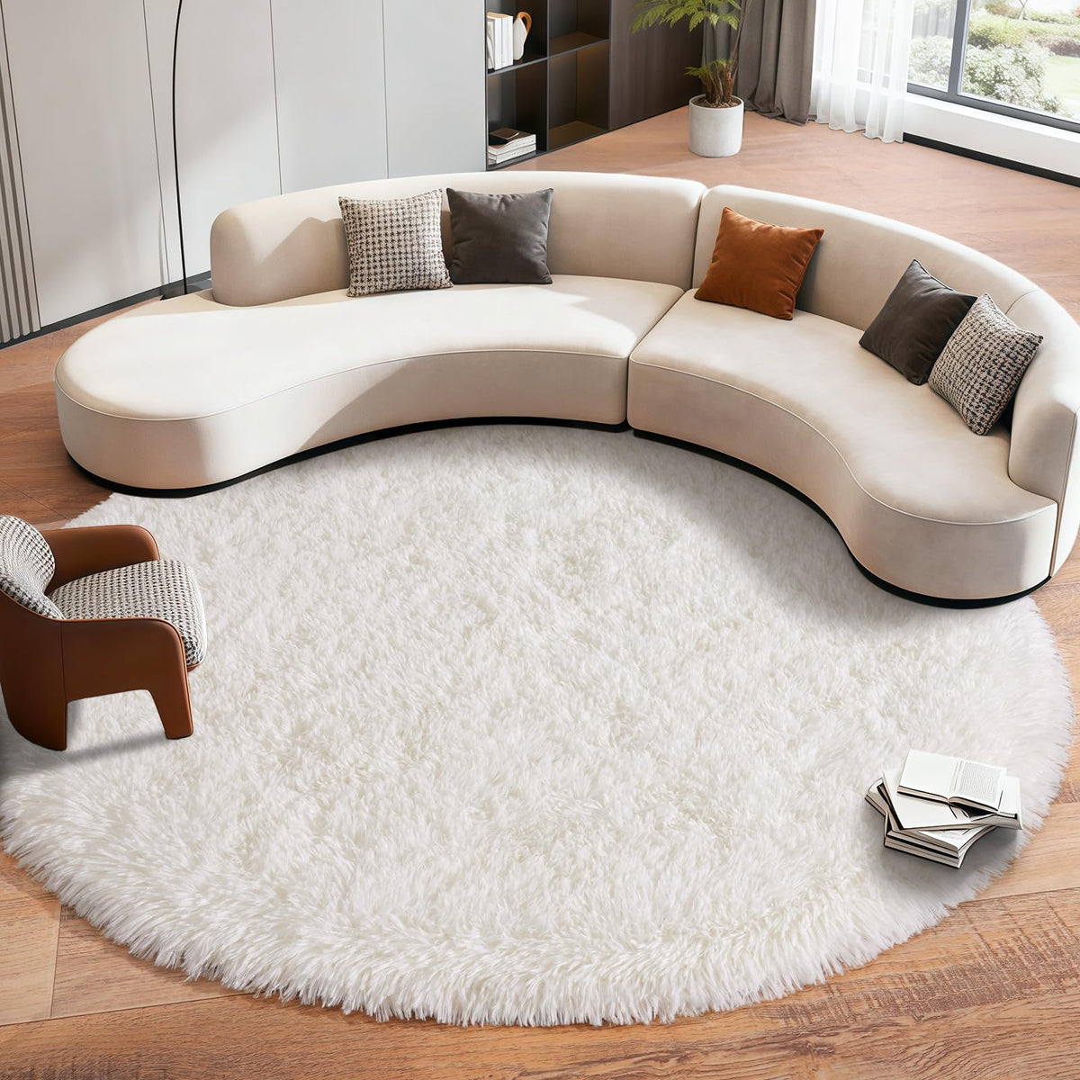Large Cream White Rugs 5x7, Fluffy Shag Living Room Area Rugs