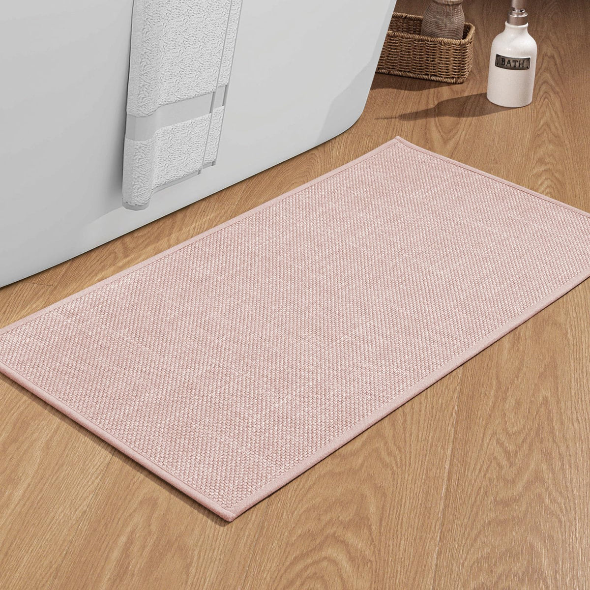 chakme Bathroom Rugs Mat 24x17, Ultra Thin Non Slip Bath Mat Small Quick Dry Absorbent Bath Mat for Bathroom Floor, (Dark Beige, 24"x17")