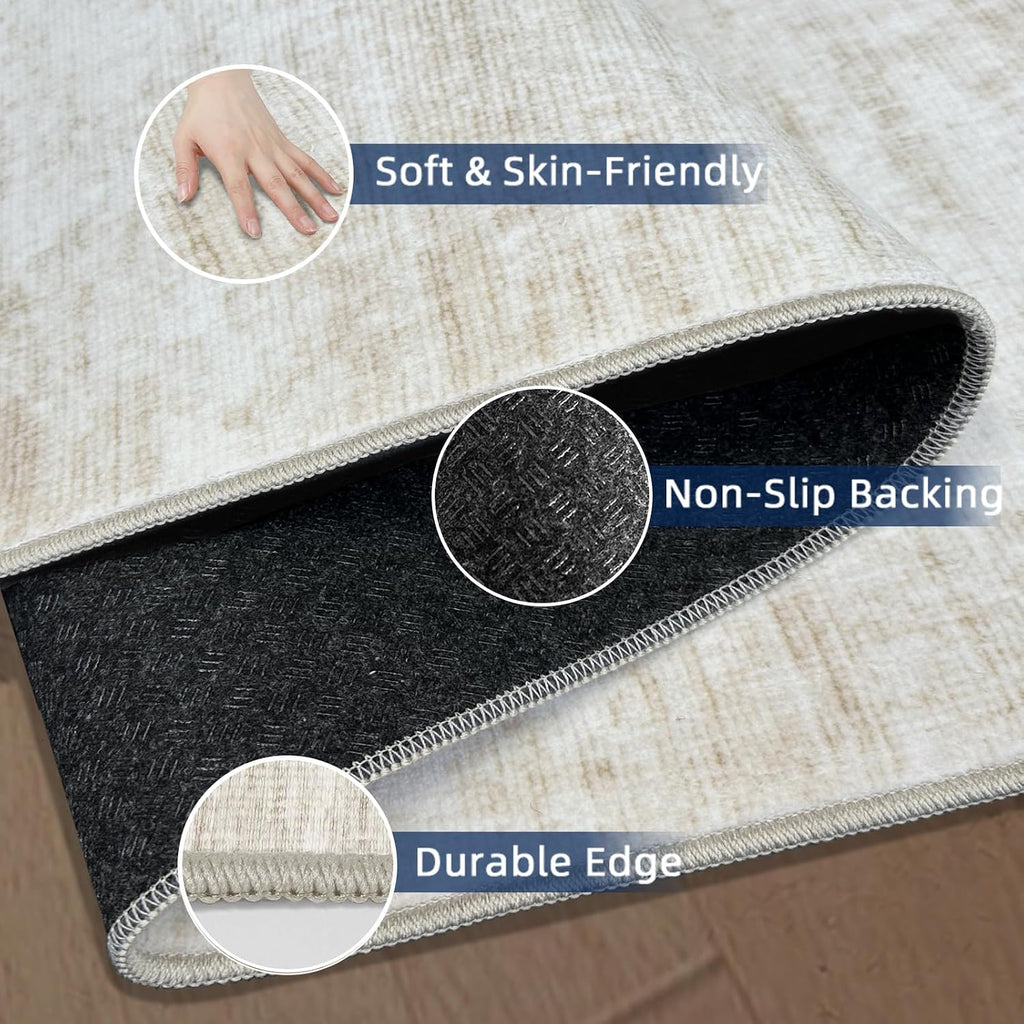 5x7 Area Rugs - Ultra-Thin Washble Rugs,Non-Slip Low Pile Abstract Print Rugs for Living Room,Home Office Decor,Stain Resistant Machine Washable Area Rug