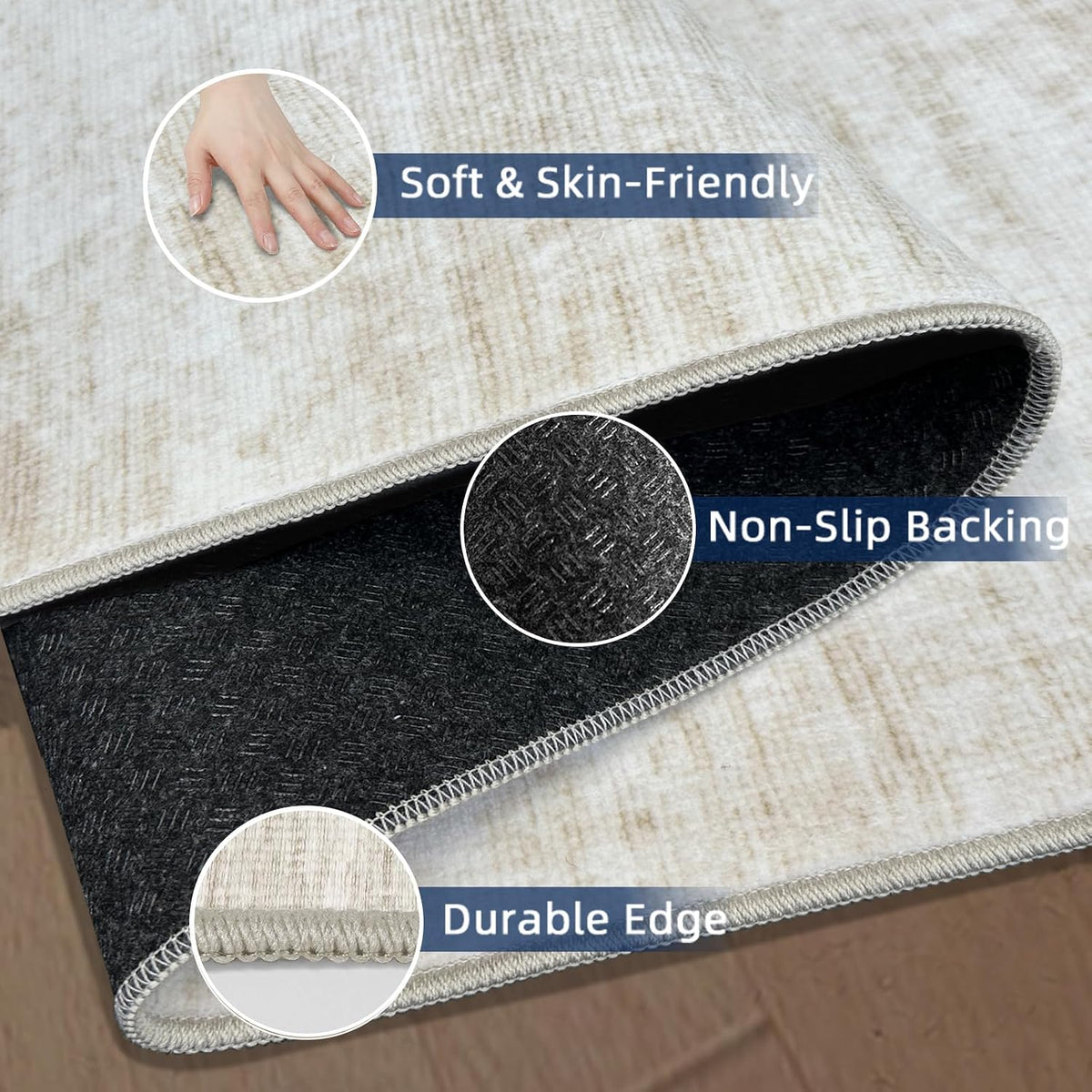 5x7 Area Rugs - Ultra-Thin Washble Rugs,Non-Slip Low Pile Abstract Print Rugs for Living Room,Home Office Decor,Stain Resistant Machine Washable Area Rug