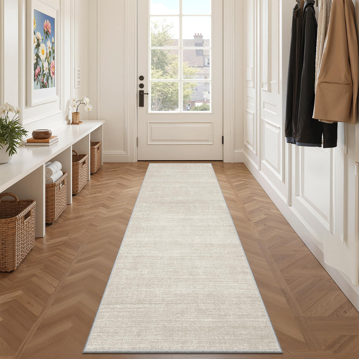 Valenrug Beige 8x10 Area Rugs for Living Room, Large Washable Rug Non Slip